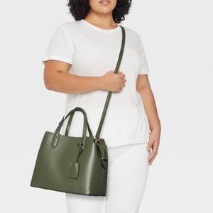 Triple Compartment Satchel Handbag